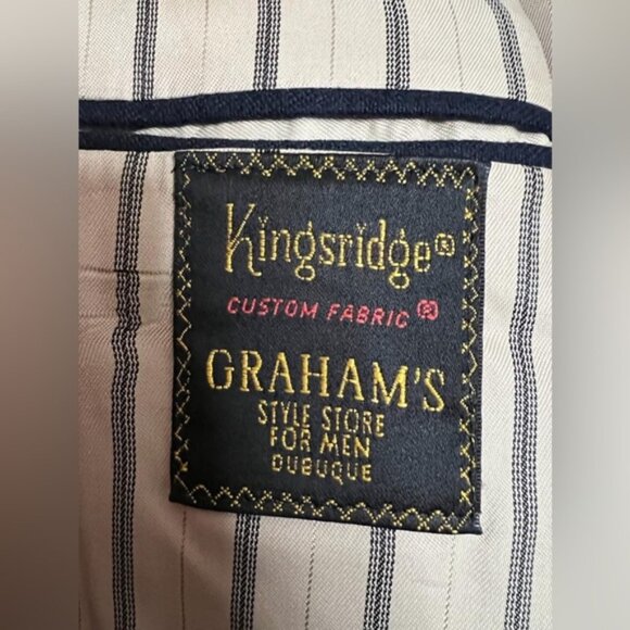 Kingsridge 100% PURE WOOL USA🇺🇸TAILORED 2 Button Blazer Shoulder Pads LARGE - Picture 5 of 13